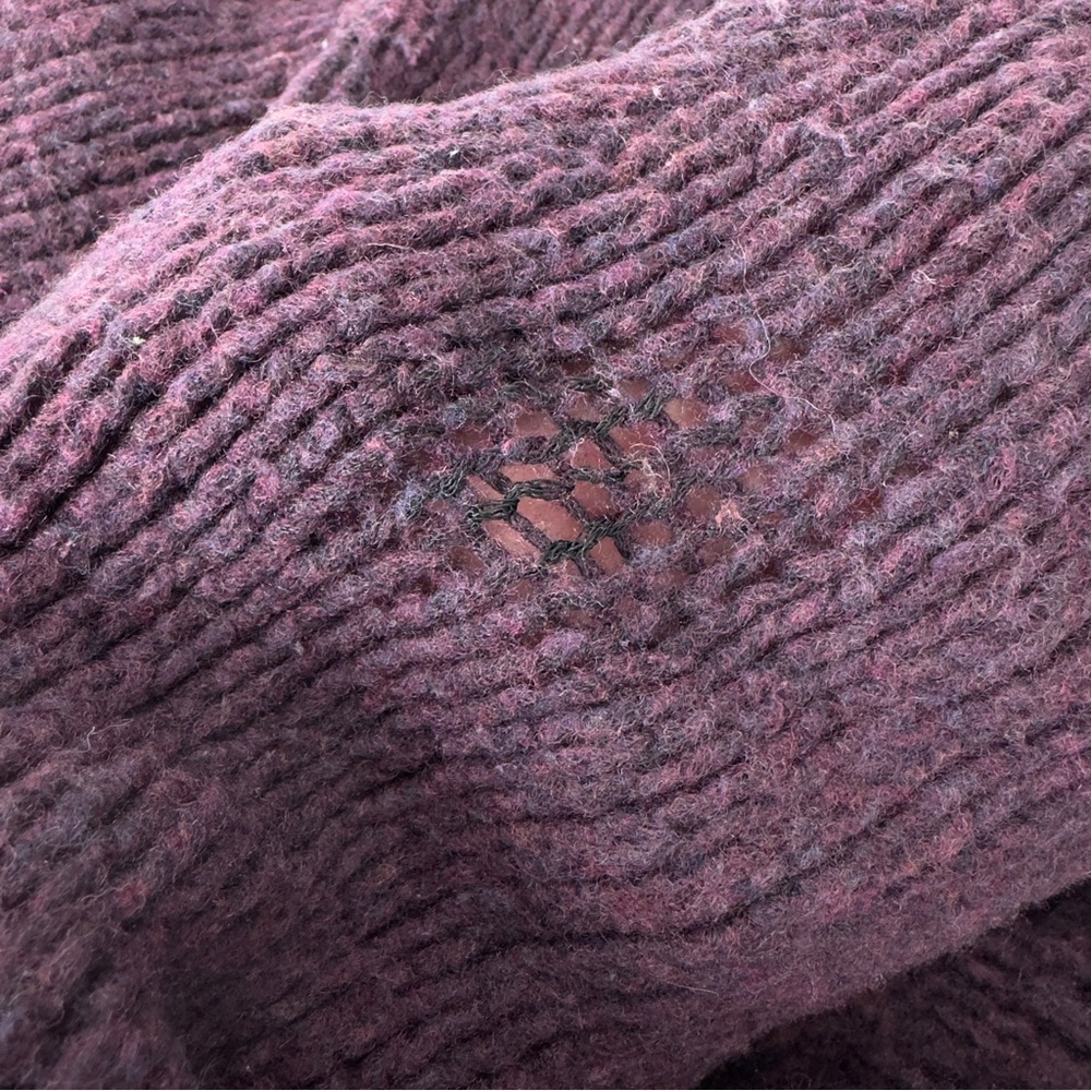 EILEEN FISHER | Italian Wool Blend Shawl Collar Cardigan Burgundy Plum | Size S - Picture 7 of 8